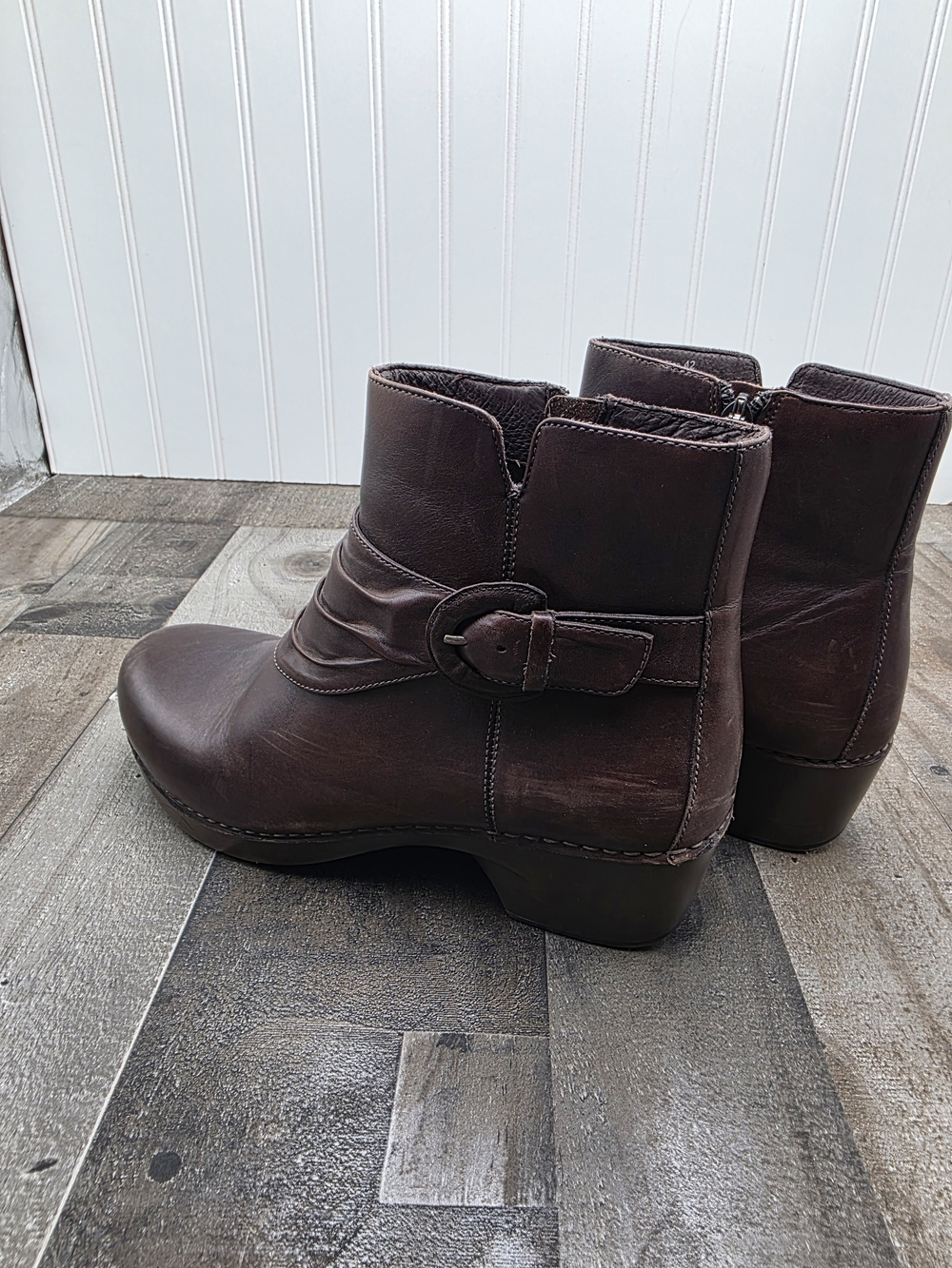 Dansko Women's Brown Leather Ankle Boots with Buckle Accent